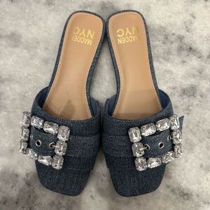 Madden NYC- Blue Denim Slide Sandals Size 8
